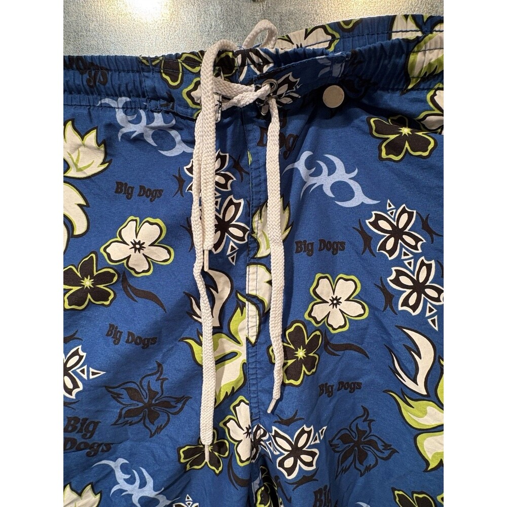Big Dogs Mens Hawaiian Floral Print Blue Swim Trunk Board Shorts Size 2X - Picture 8 of 16